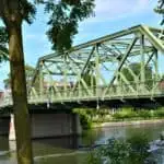 The Bridge Street Bridge in Seneca Falls, NY is a steel truss bridge that is a close match to the Bedford Falls Bridge that George Bailey jumped from to save Clarence, the angel.