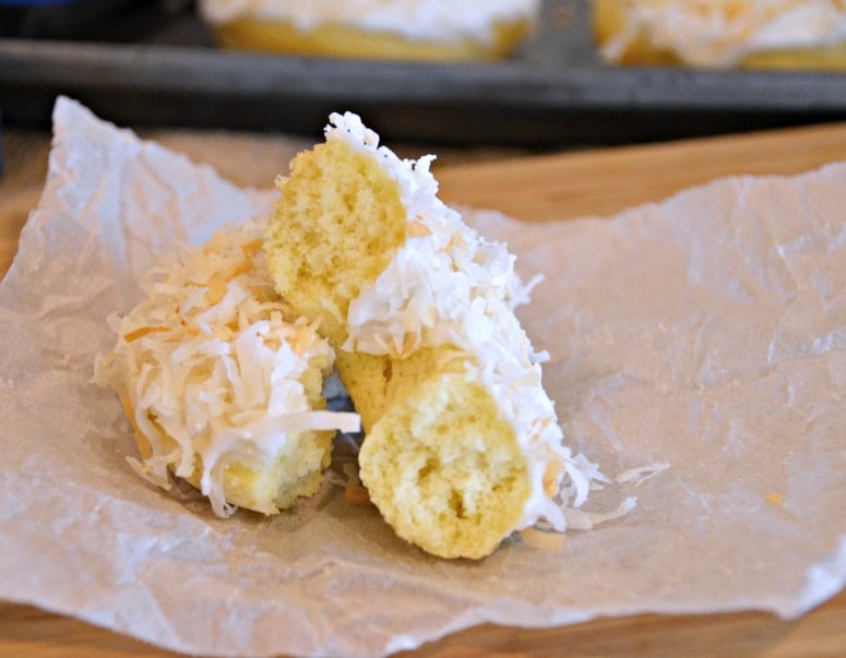 Baked Coconut Donuts loaded with coconut