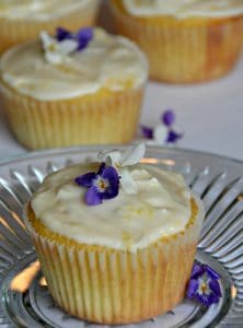 Lemon Cupcakes Decorated with Wild Violets
