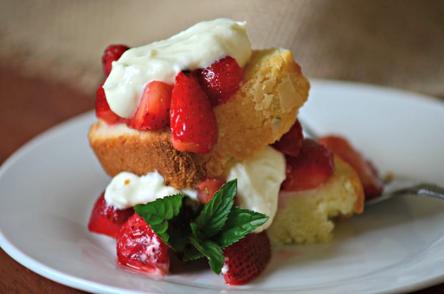 Lemon Pound Cake with Mint Berries and Cream
