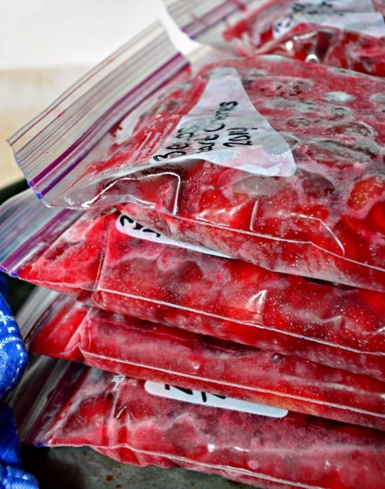 Frozen bagged sour cherries