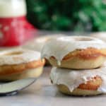 Baked Eggnog Doughnuts with Eggnog Rum Glaze