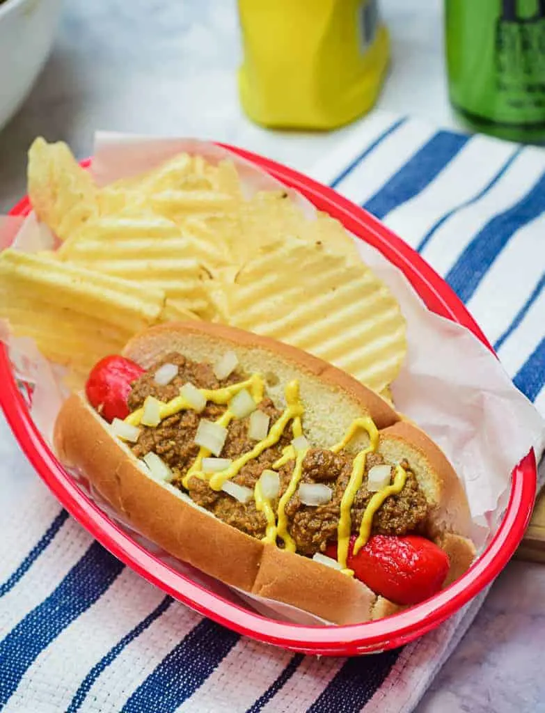 Hotdog Summer Food Art Topped with Ketchup Mustard and Relish